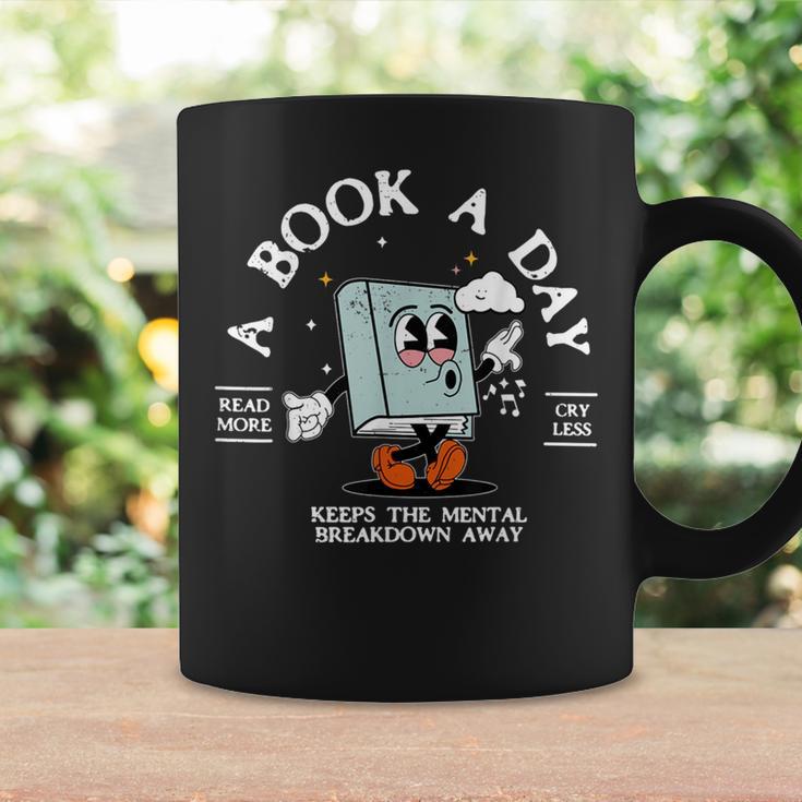 Bookish Mental Health Book A Day Retro Read More Book Graphic Print Coffee Mug Gifts ideas