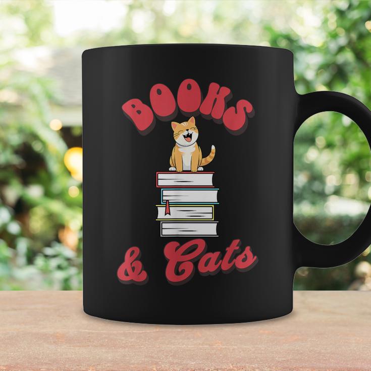 Books And Cats Book Lovers Cat Lovers Teacher Writer Graphic Print Coffee Mug Gifts ideas