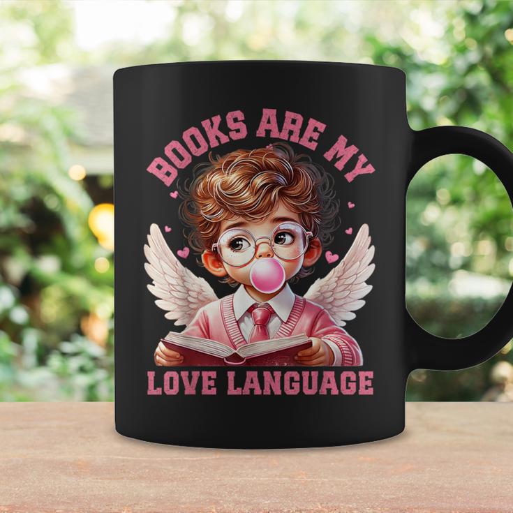 Books Are My Love Language Reading Lover I Valentines Cupid Graphic Print Coffee Mug Gifts ideas