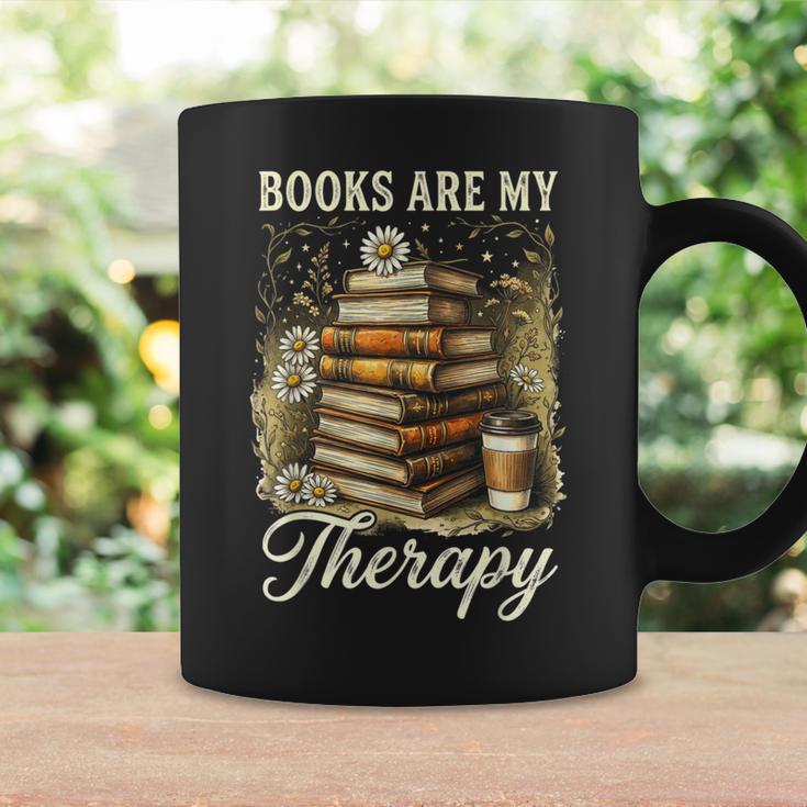 Books Are My Therapy Coffee Bookworm Retro Reading Graphic Print Coffee Mug Gifts ideas