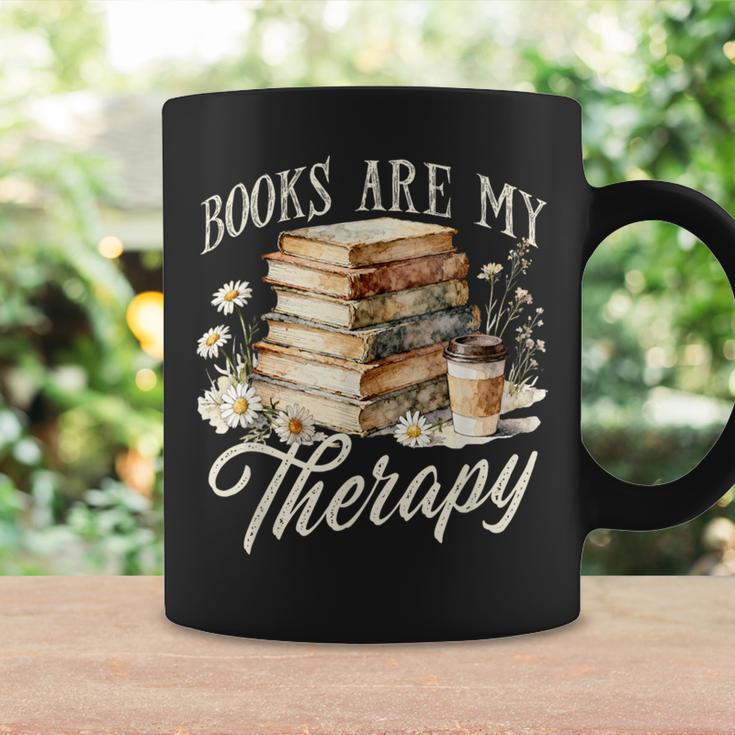 Books Are My Therapy Floral Book Lover Reading Bookworm Nerd Graphic Print Coffee Mug Gifts ideas