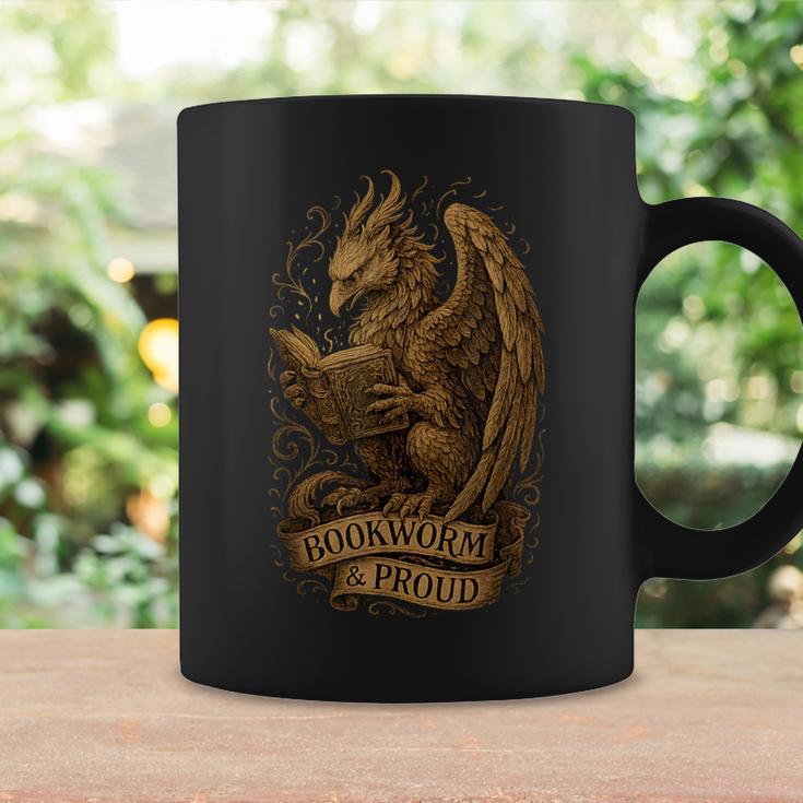 Bookworm & Proud Griffin Reading Book Vintage Fantasy Reader Graphic Print Coffee Mug Gifts ideas