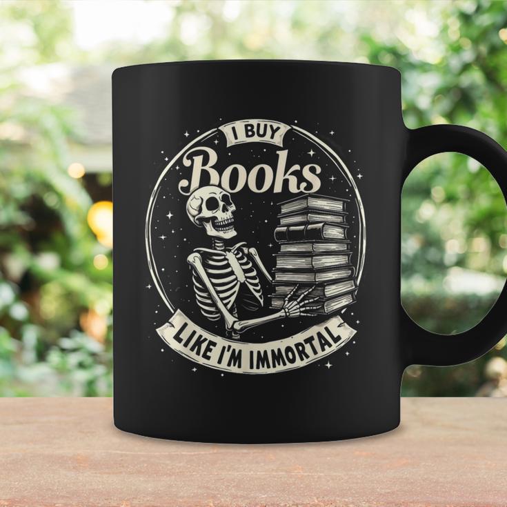 I Buy Books Like I’m Immortal Skeleton Bookworm Gothic Graphic Print Coffee Mug Gifts ideas
