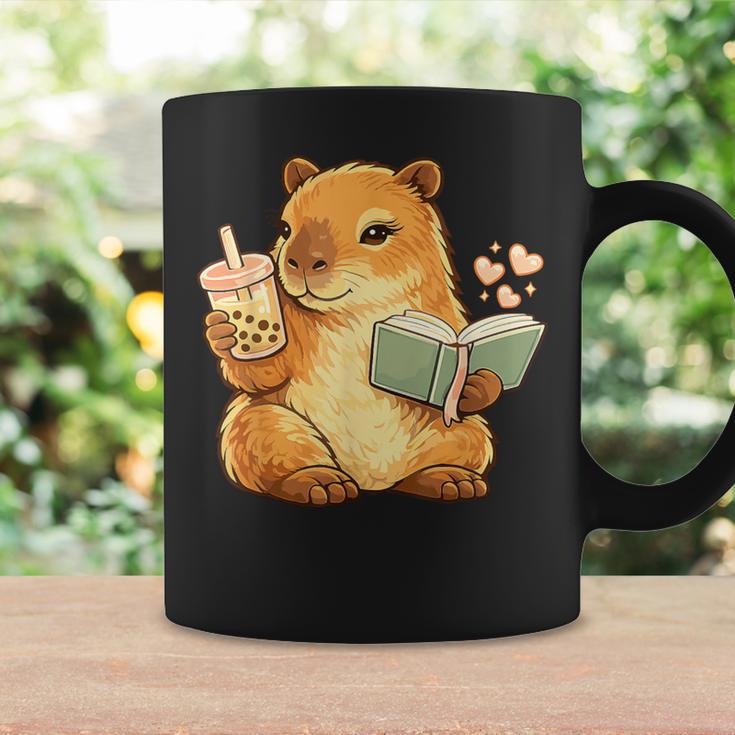 Capybara Reading a Book With Bubble Tea Graphic Print Coffee Mug Gifts ideas