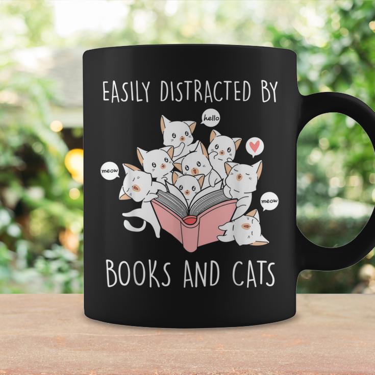 Cat & Book Lover Easily Distracted By Cats And Books For Men Women Kids Graphic Print Coffee Mug Gifts ideas
