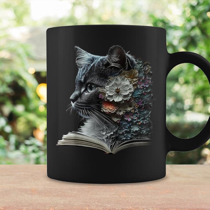 Cat Art Book Cat Motif Flowers Cat Graphic Print Coffee Mug Gifts ideas