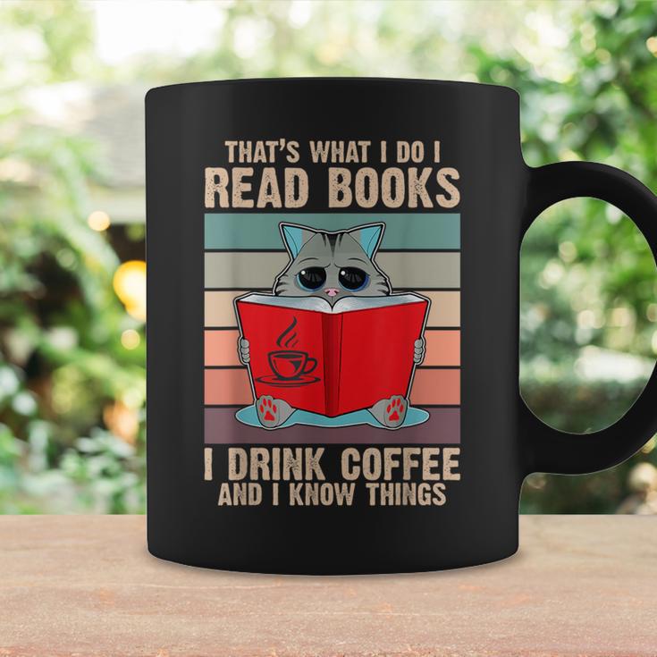 Cat I Read Books I Drink Coffee And I Know Things Book For Men Women Graphic Print Coffee Mug Gifts ideas