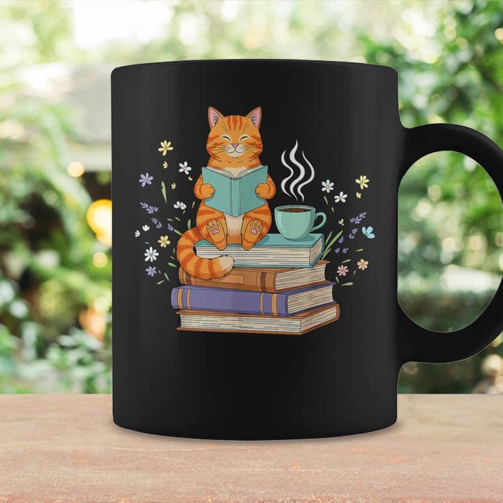 Cat Reading Book Lover Coffee Books Teacher Librarian Cat Graphic Print Coffee Mug Gifts ideas