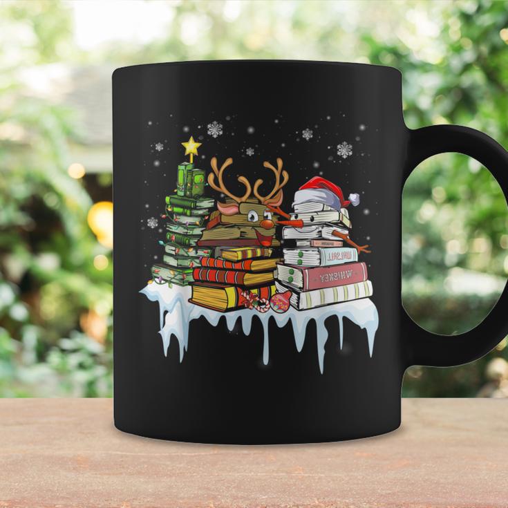 Christmas Tree Snowman Reindeer Book Stack Librarian Graphic Print Coffee Mug Gifts ideas
