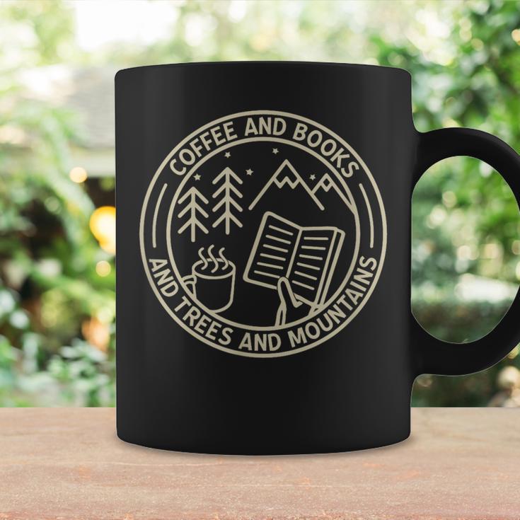 Coffee & Books & Trees & Mountains Graphic Print Coffee Mug Gifts ideas
