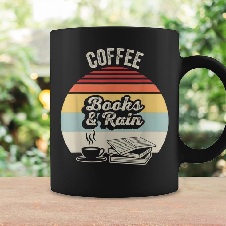 Coffee Books And Rain Reading Book Lover Retro Graphic Print Coffee Mug Gifts ideas