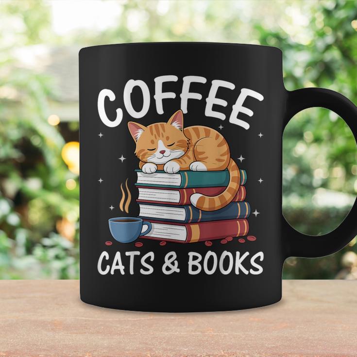 Coffee Cats And Books Cute Kitten Reading Graphic Print Coffee Mug Gifts ideas