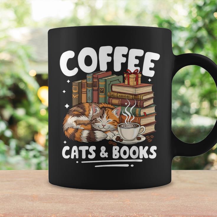 Coffee Cats And Books Cats And Reading Lovers Graphic Print Coffee Mug Gifts ideas