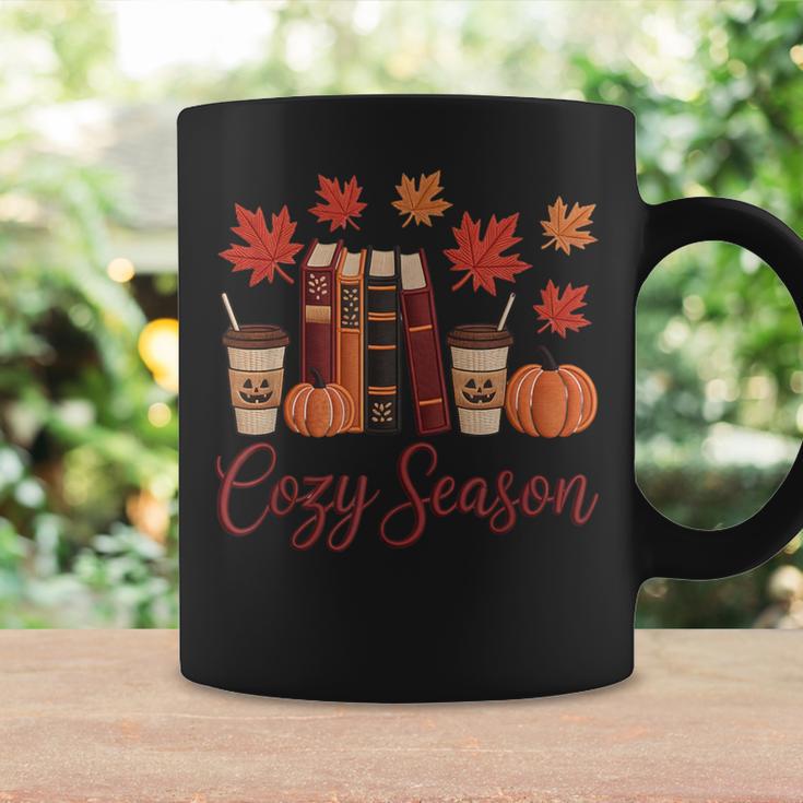 Cozy Season Autumn Leaves Books Pumpkins Fall Halloween Graphic Print Coffee Mug Gifts ideas