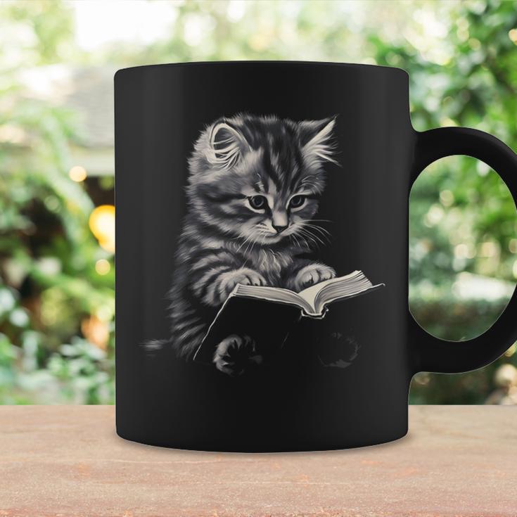 Cute Cat Reading Book Teacher Librarian Cat Lover Book Club Men Women Kids Graphic Print Coffee Mug Gifts ideas