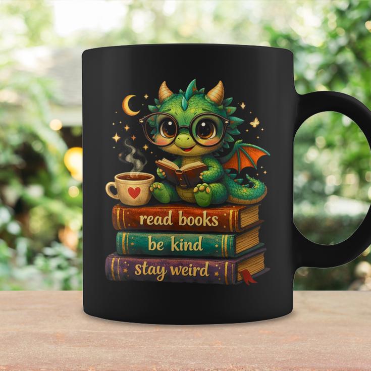 Cute Dragon Read Books Be Kind Stay Weird Fantasy Lovers Graphic Print Coffee Mug Gifts ideas