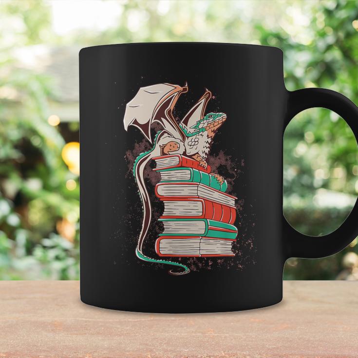 Cute Dragon Reading Cat Books Dragon Graphic Print Coffee Mug Gifts ideas