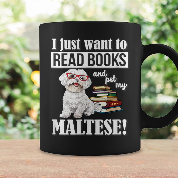 Cute Glasses Read Books & Pet My Maltese Lover Graphic Print Coffee Mug Gifts ideas