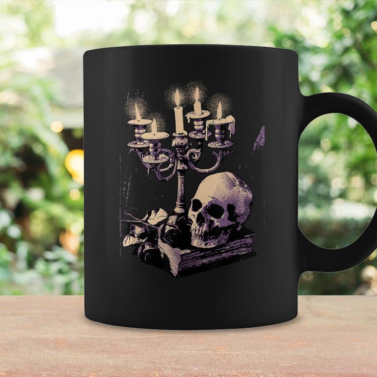 Dark Academia Aesthetic Gothic Book Candle Skull Red Rose Graphic Print Coffee Mug Gifts ideas