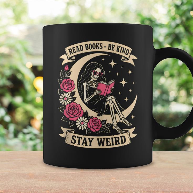 Dark Romance Read Books Be Kind Stay Weird Reading Skeleton Graphic Print Coffee Mug Gifts ideas