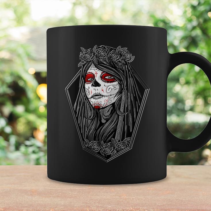 Dia De Los Muertos ハロウィン バラ メキシカンシュガースカル 女の子 コーヒーマグ ギフトのアイデア