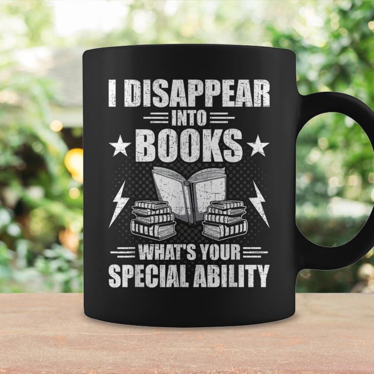 I Disappear Into Books Book Lovers Reading Graphic Print Coffee Mug Gifts ideas
