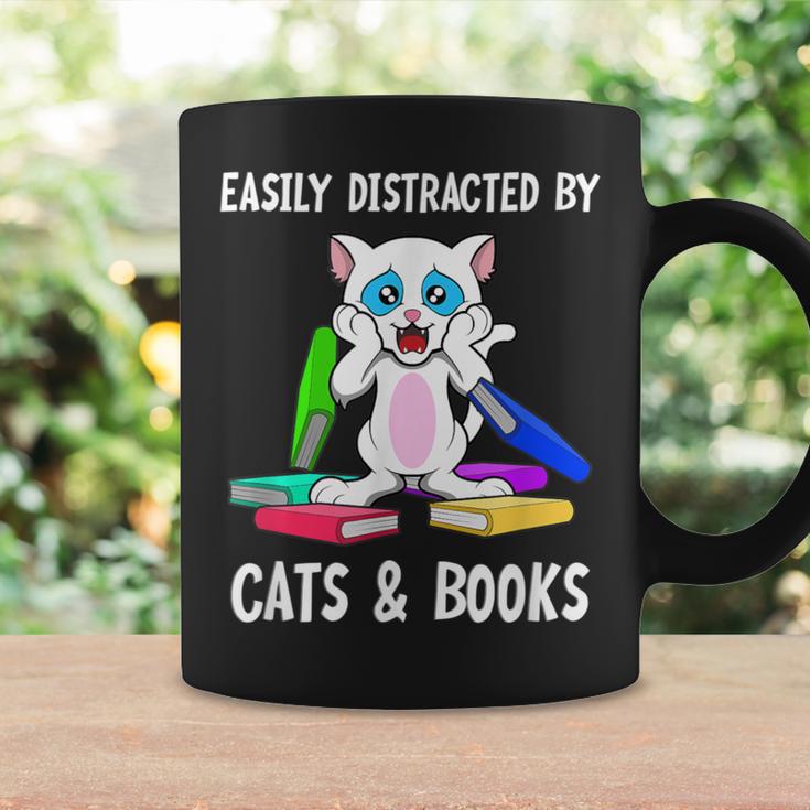 Distracted By Cats Coffee And Books Graphic Print Coffee Mug Gifts ideas