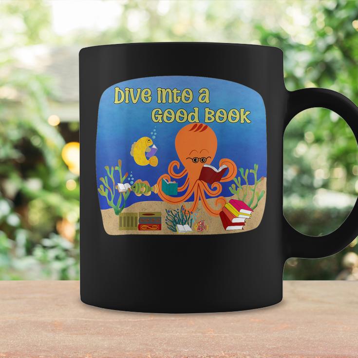 Dive Into a Good Book Reading Pun Graphic Print Coffee Mug Gifts ideas