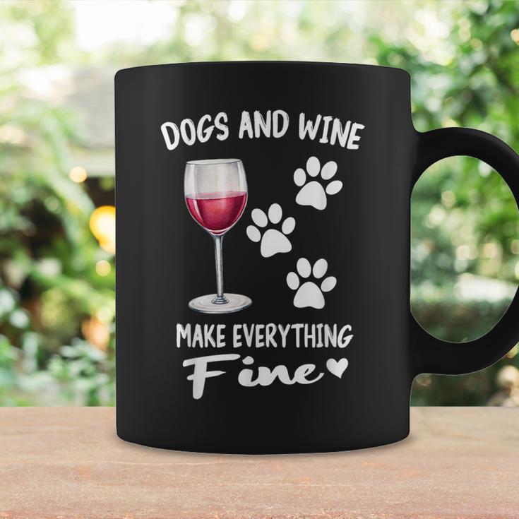Dog And Wine Make Everything Fine Drinker Wine Puppy コーヒーマグ ギフトのアイデア