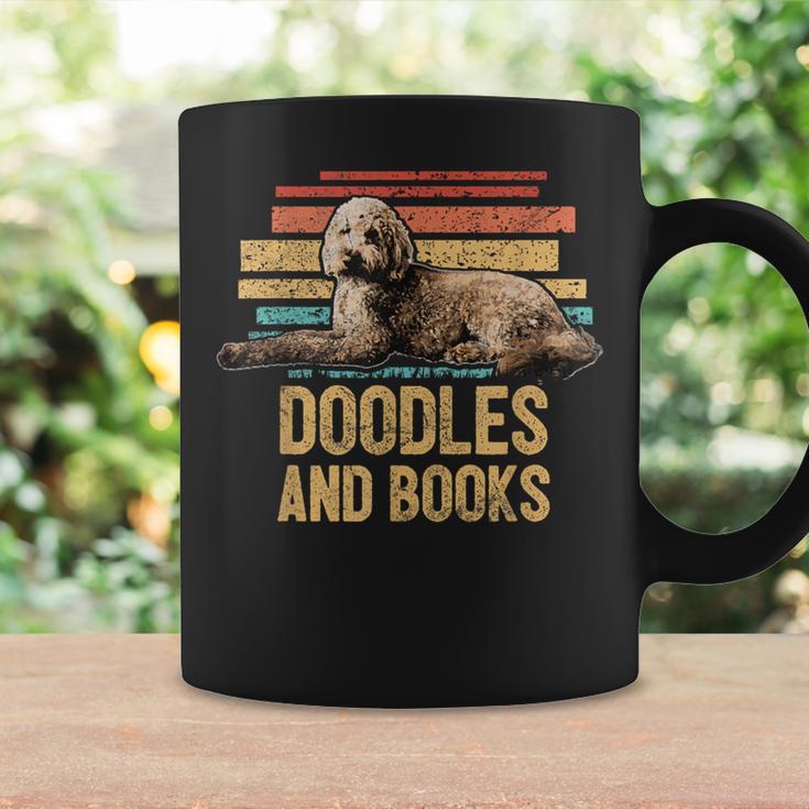 Doodles And Books Goldendoodle Dog Doodle Book Lover Retro Graphic Print Coffee Mug Gifts ideas