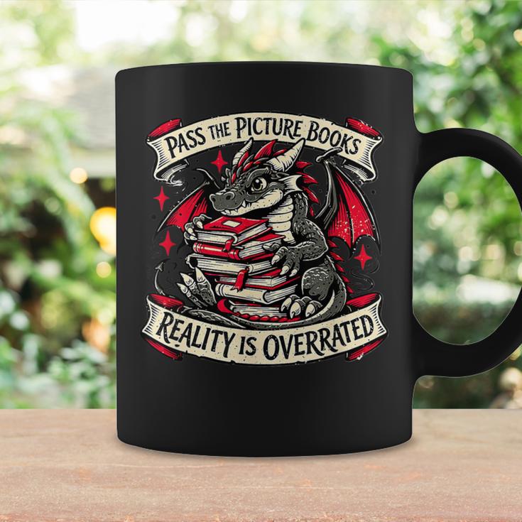 Dragon Reading Books Reality Overrated Reader Book Graphic Print Coffee Mug Gifts ideas