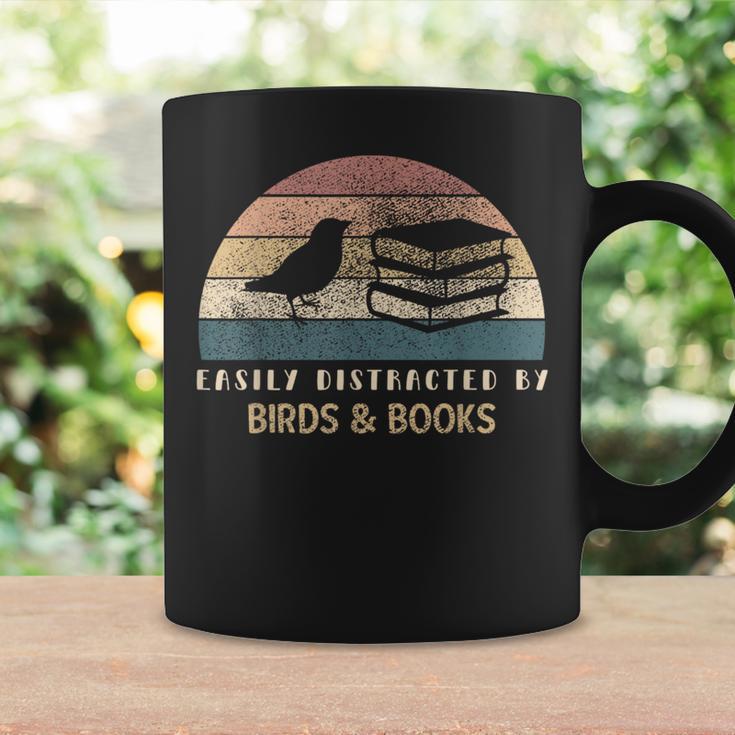Easily Distracted By Birds & Books Retro Birding Bird Graphic Print Coffee Mug Gifts ideas