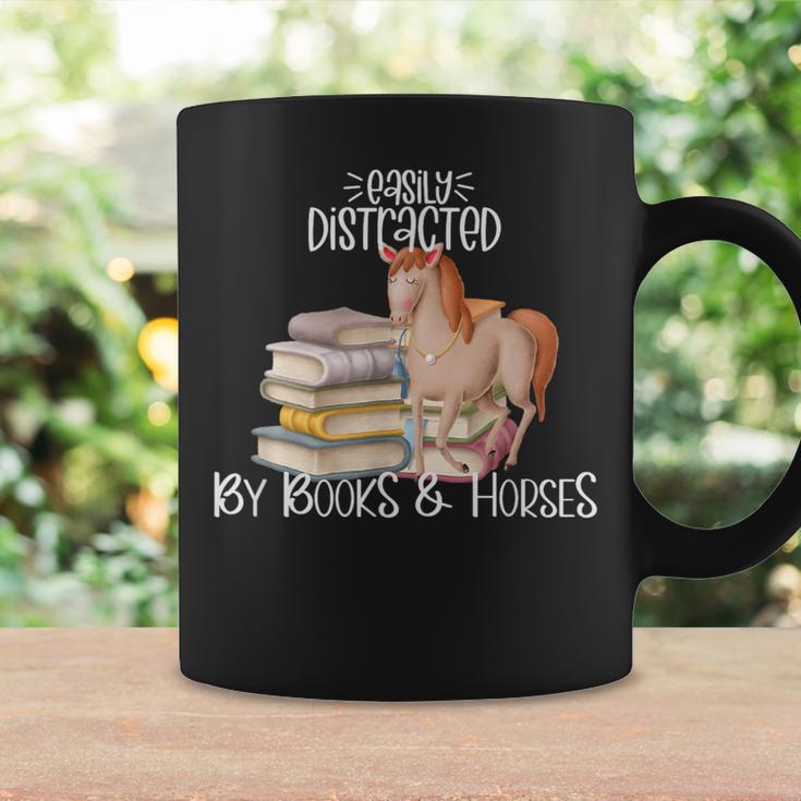 Easily Distracted By Books And Horses Graphic Print Coffee Mug Gifts ideas