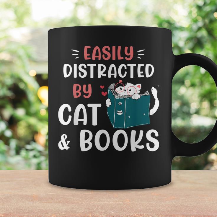 Easily Distracted By Cats And Books Cat & Book Lover For Men Women Kids Graphic Print Coffee Mug Gifts ideas Easily Distracted By Cats And Books Cat & Book Lover For Men Women Kids Graphic Print Coffee Mug Gifts ideas