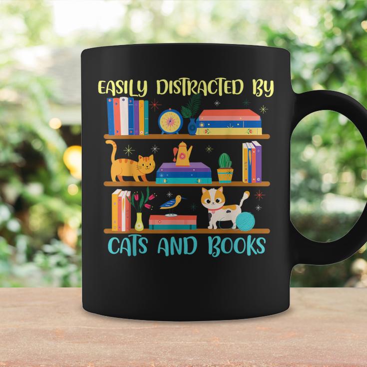 Easily Distracted By Cats And Books Cat Book Lovers Bookworm Graphic Print Coffee Mug Gifts ideas Easily Distracted By Cats And Books Cat Book Lovers Bookworm Graphic Print Coffee Mug Gifts ideas