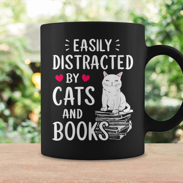 Easily Distracted By Cats And Books Cat Lover Graphic Print Coffee Mug Gifts ideas Easily Distracted By Cats And Books Cat Lover Graphic Print Coffee Mug Gifts ideas