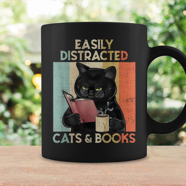 Easily Distracted By Cats And Books For Cat Lovers For Men Women Girls Kids Graphic Print Coffee Mug Gifts ideas
