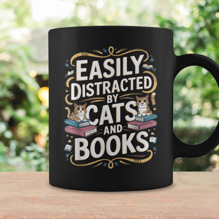 Easily Distracted By Cats And Books Graphic Print Coffee Mug Gifts ideas