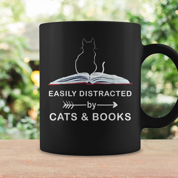 Easily Distracted By Cats And Books Reading Cats Main Coon Graphic Print Coffee Mug Gifts ideas