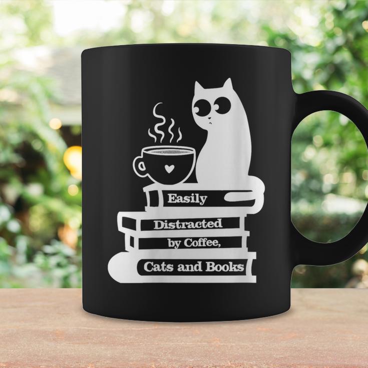 Easily Distracted Cats Coffee And Books Graphic Print Coffee Mug Gifts ideas