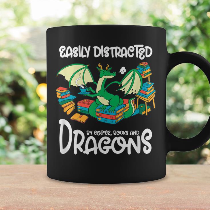 Easily Distracted By Coffee Books And Dragons Fantasy Sci-Fi Graphic Print Coffee Mug Gifts ideas