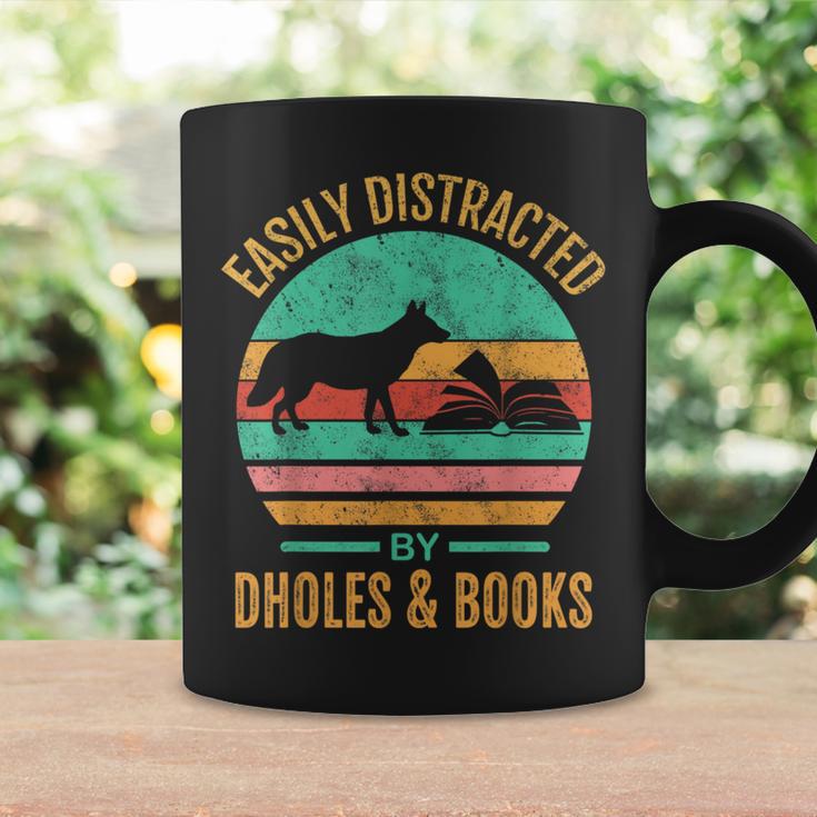 Easily Distracted By Dholes & Books Retro Wild Dogs Lover Graphic Print Coffee Mug Gifts ideas