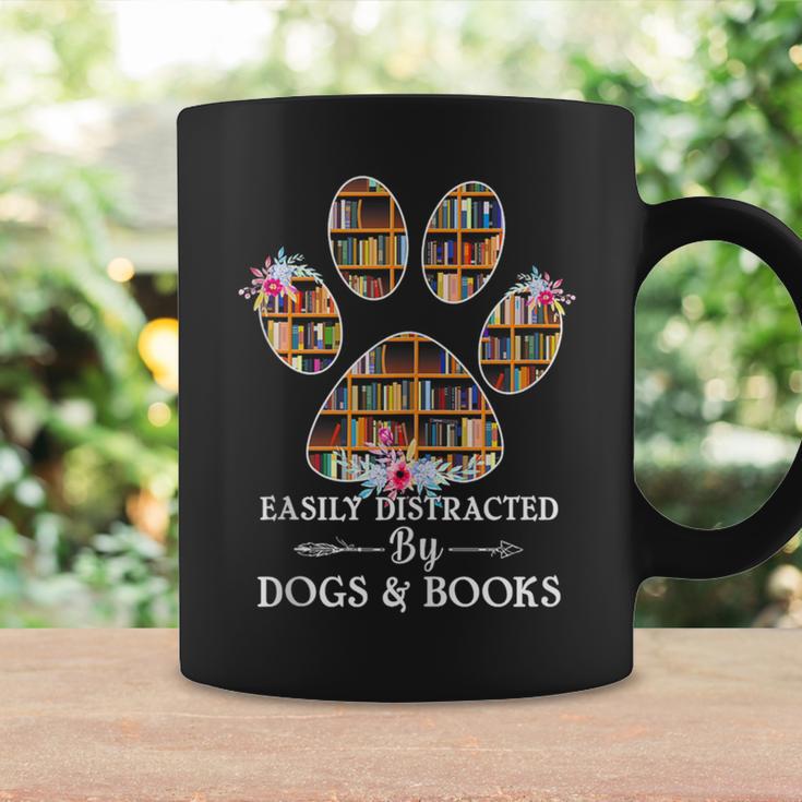 Easily Distracted By Dogs And Books Tshirt Graphic Print Coffee Mug Gifts ideas