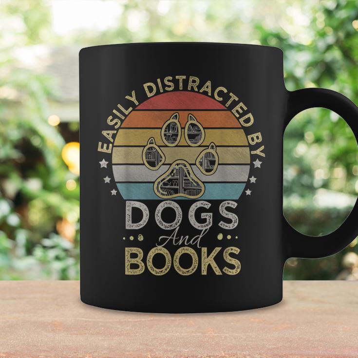 Easily Distracted By Dogs And Books Retro Vintage Dogs Lover Graphic Print Coffee Mug Gifts ideas