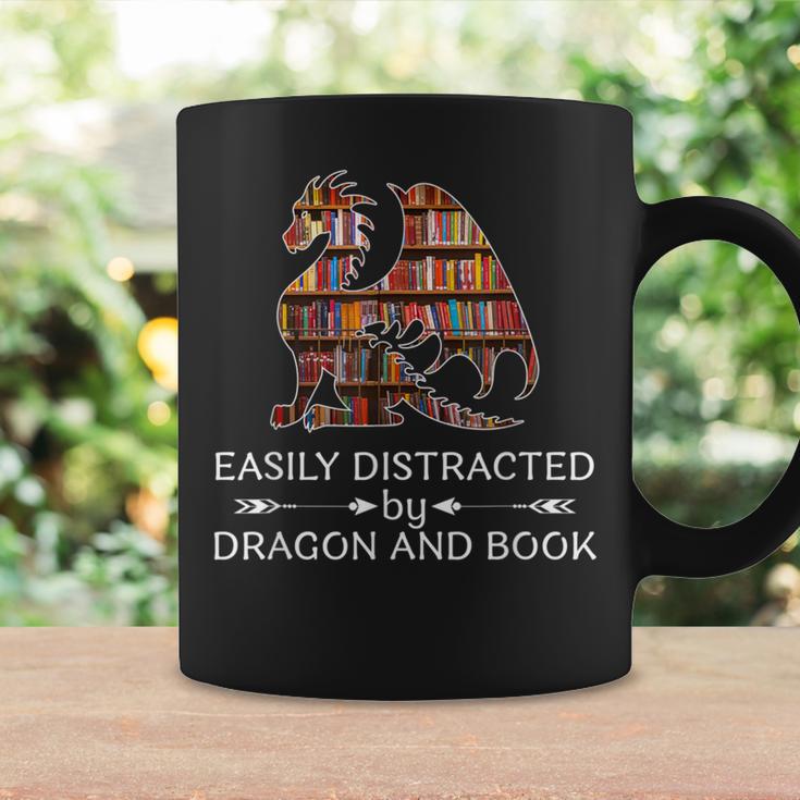 Easily Distracted By Dragon And Book Apparel Graphic Print Coffee Mug Gifts ideas