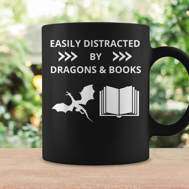 Easily Distracted By Dragon And Books Nerds Graphic Print Coffee Mug Gifts ideas