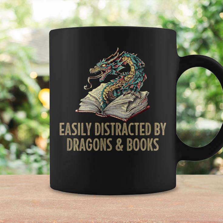 Easily Distracted By Dragons & Books Vintage Style Graphic Print Coffee Mug Gifts ideas Easily Distracted By Dragons & Books Vintage Style Graphic Print Coffee Mug Gifts ideas