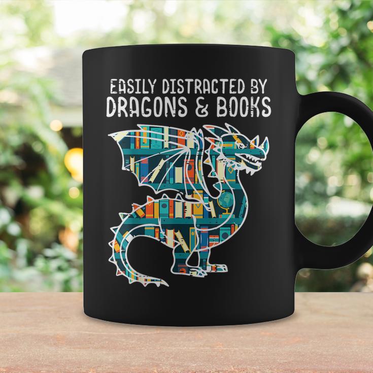 Easily Distracted By Dragons Books Bookworm Graphic Print Coffee Mug Gifts ideas