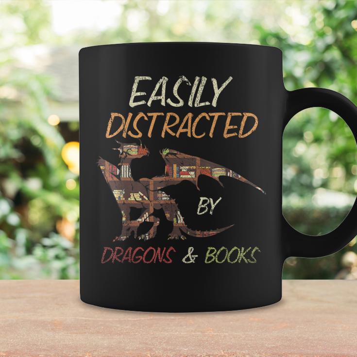 Easily Distracted By Dragons And Books Dragon Graphic Print Coffee Mug Gifts ideas