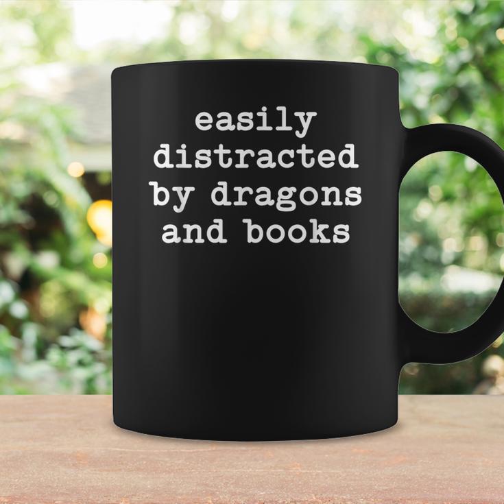 Easily Distracted By Dragons And Books Men Women Books Lover Graphic Print Coffee Mug Gifts ideas